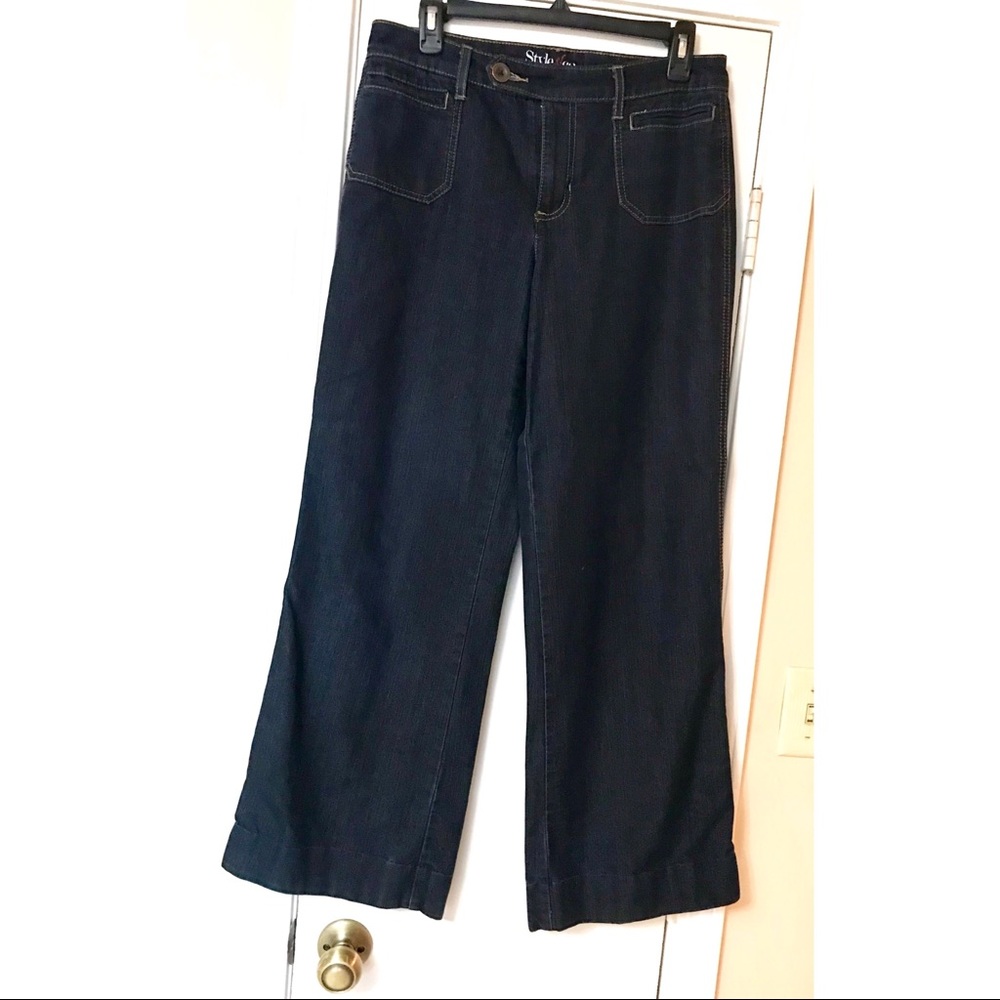Style & Co wide leg dark wash denim jeans